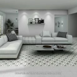 Hot Sale 👏 Merola Tile Vintage Star Grey Encaustic 9.75" X 9.75" Porcelain Floor And Wall Tile 🛒