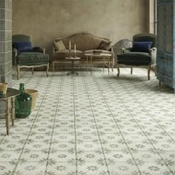 Brand new 💯 Merola Tile Kings Blume Encaustic 17.63" X 17.63" Sage Ceramic Floor And Wall Tile 🤩