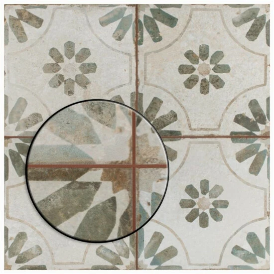 Brand new π― Merola Tile Kings Blume Encaustic 17.63" X 17.63" Sage Ceramic Floor And Wall Tile π€© - Image 3