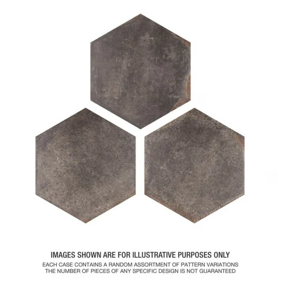 Outlet βοΈ Merola Tile D'Anticatto Hex Notte 11" X 12.63" Porcelain Floor And Wall Tile βοΈ - Image 3