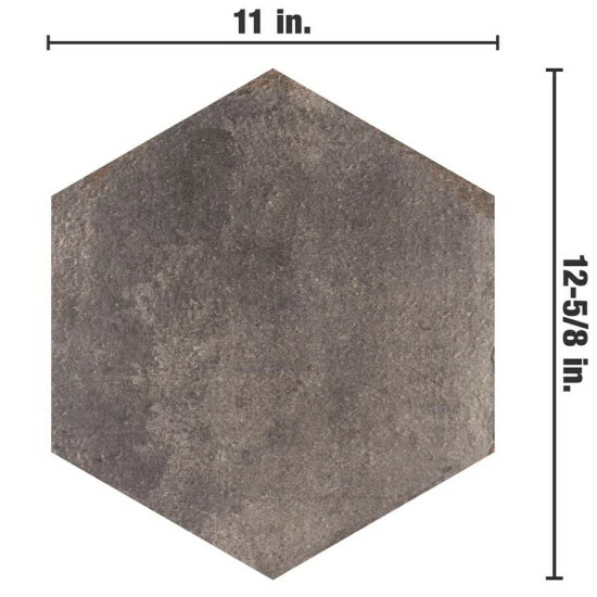 Outlet βοΈ Merola Tile D'Anticatto Hex Notte 11" X 12.63" Porcelain Floor And Wall Tile βοΈ - Image 5