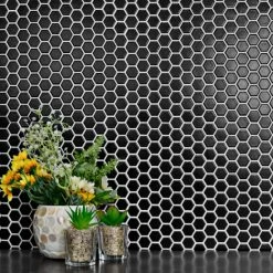 Wholesale 🎁 Merola Tile Metro Hex Matte Black 10.25" X 11.75" Porcelain Mosaic Tile 🥰