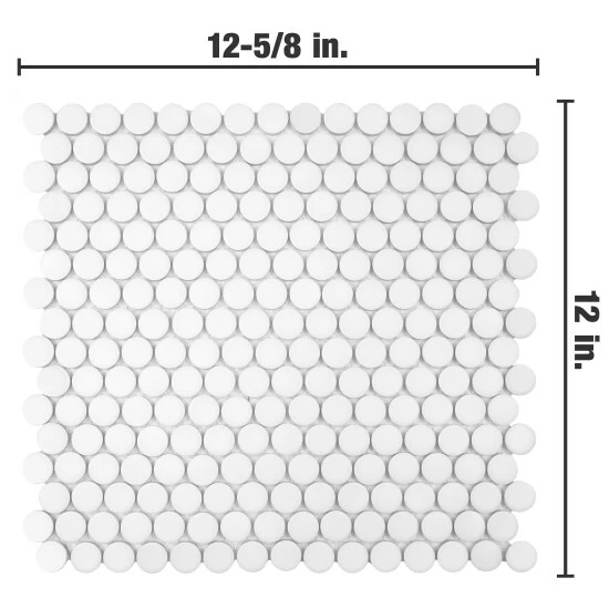 Budget β¨ Merola Tile Hudson Penny Round Matte White 12" X 12.63" Porcelain Mosaic Tile π - Image 3