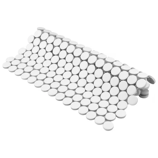 Budget β¨ Merola Tile Hudson Penny Round Matte White 12" X 12.63" Porcelain Mosaic Tile π - Image 5