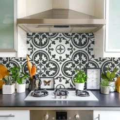 Best deal 😍 Merola Tile Arte Clover Black 9-3/4" X 9-3/4" Porcelain Floor And Wall Tile 🧨