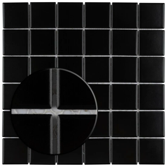 New π― Merola Tile Metro Quad Matte Black 11-3/4" X 11-3/4" Porcelain Mosaic Tile - Case (10 Tiles) π₯° - Image 2