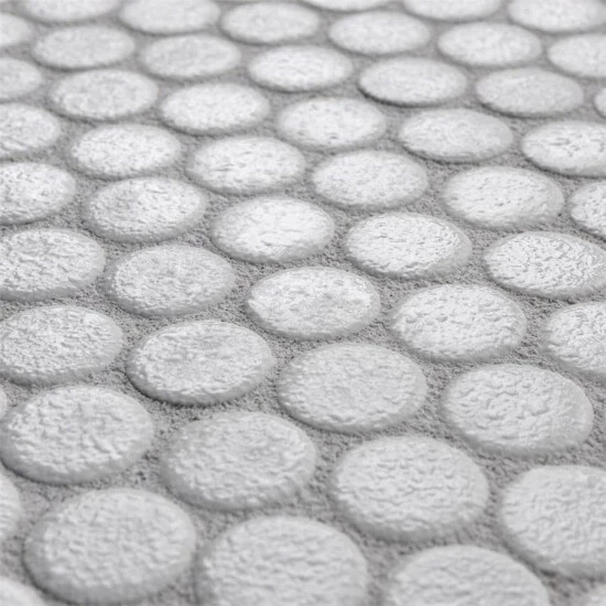 Outlet π€© Merola Tile Hudson Penny Round Crystalline White 12" X 12.63" Porcelain Mosaic Tile 𧨠- Image 5