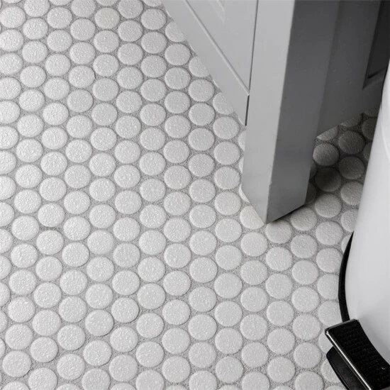 Outlet π€© Merola Tile Hudson Penny Round Crystalline White 12" X 12.63" Porcelain Mosaic Tile 𧨠- Image 7