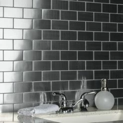 Best Pirce 👍 Merola Tile Alloy 3" X 6" Stainless Steel Metal Over Porcelain Subway Wall Tile ⌛