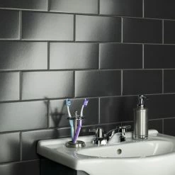 Cheapest ⌛ Merola Tile Piscina Brick Nero Brillo 4-3/4" X 9-5/8" Porcelain Floor And Wall Tile - Case (34 Tiles) 👏