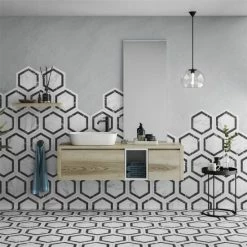 Top 10 ✨ Merola Tile BioTech Venato Hex Deco Dark 11" X 13" Porcelain Floor And Wall Tile 🔥