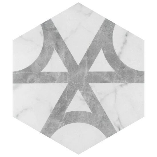 New β Merola Tile Classico Carrara Hexagon Flow 7" X 8" Porcelain Floor And Wall Tile β - Image 2