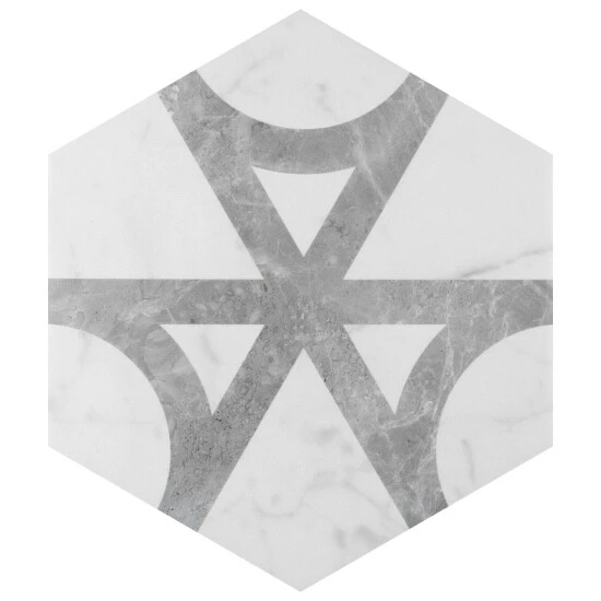 New β Merola Tile Classico Carrara Hexagon Flow 7" X 8" Porcelain Floor And Wall Tile β - Image 3