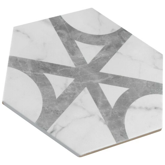 New β Merola Tile Classico Carrara Hexagon Flow 7" X 8" Porcelain Floor And Wall Tile β - Image 4