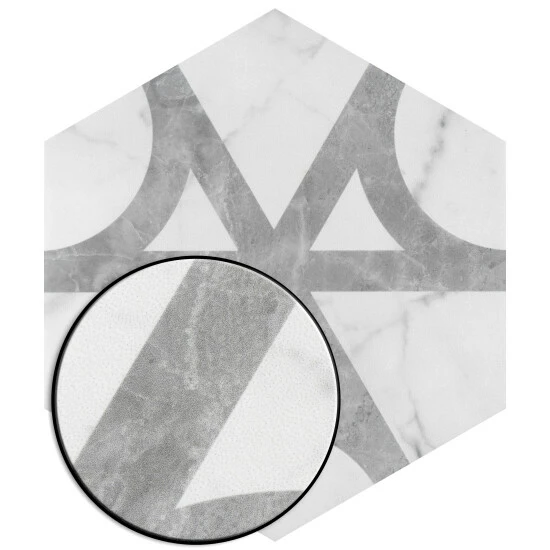 New β Merola Tile Classico Carrara Hexagon Flow 7" X 8" Porcelain Floor And Wall Tile β - Image 5