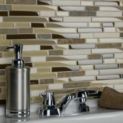 Promo 😀 Merola Tile Tessera Piano Nassau 11.75" X 11.86" Glass And Stone Mosaic 🌟