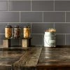 Discount ⭐ Merola Tile BioTech Piscina Brick Dark Grey Glossy 4.75" X 9.63" Porcelain Floor And Wall Tile 🤩