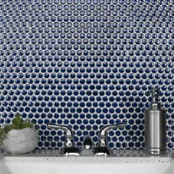 Best reviews of 😀 Merola Tile Hudson Penny Round Blue Eye 12" X 12.63" Porcelain Mosaic Tile 😍