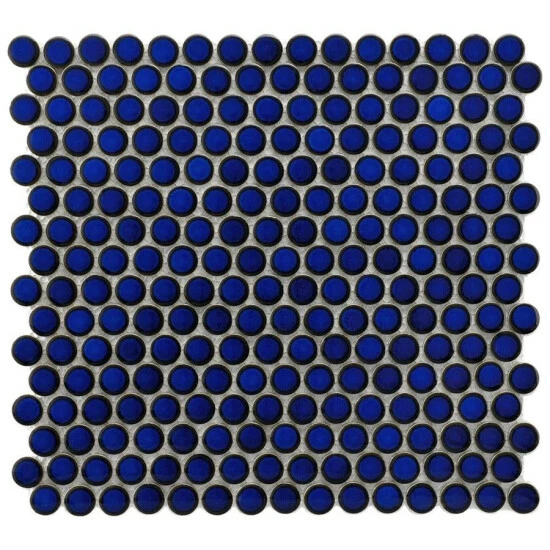 Best reviews of π Merola Tile Hudson Penny Round Blue Eye 12" X 12.63" Porcelain Mosaic Tile π - Image 2