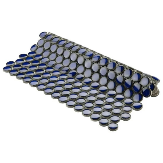 Best reviews of π Merola Tile Hudson Penny Round Blue Eye 12" X 12.63" Porcelain Mosaic Tile π - Image 4