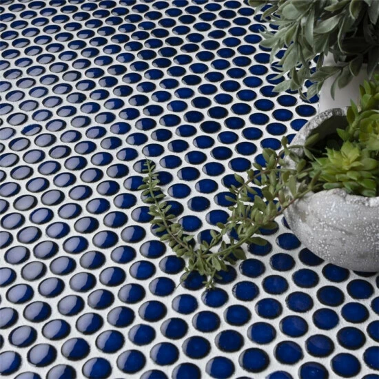 Best reviews of π Merola Tile Hudson Penny Round Blue Eye 12" X 12.63" Porcelain Mosaic Tile π - Image 6