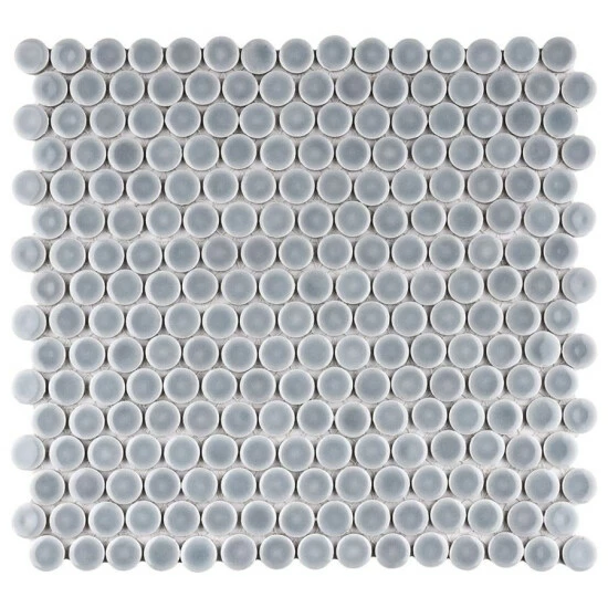 Discount π Merola Tile Hudson Penny Round Slate 12" X 12.63" Porcelain Mosaic Tile π - Image 2