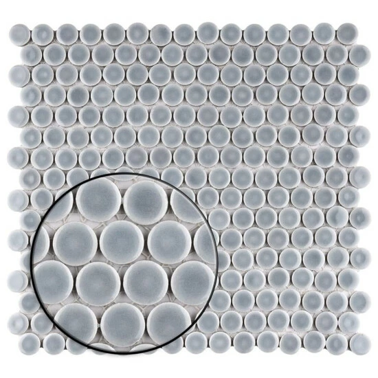 Discount π Merola Tile Hudson Penny Round Slate 12" X 12.63" Porcelain Mosaic Tile π - Image 3