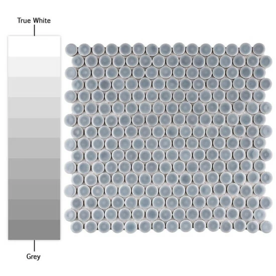 Discount π Merola Tile Hudson Penny Round Slate 12" X 12.63" Porcelain Mosaic Tile π - Image 4