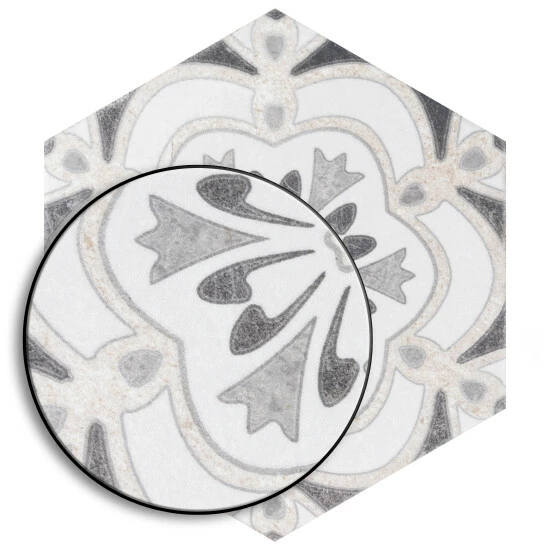 Cheapest βοΈ Merola Tile Mazzo Hex Deco Ruffle 8.5" X 9.75" Porcelain Floor And Wall Tile π - Image 3