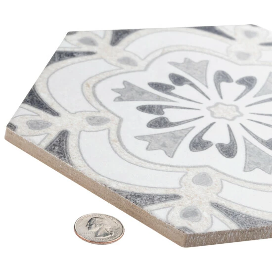 Cheapest βοΈ Merola Tile Mazzo Hex Deco Ruffle 8.5" X 9.75" Porcelain Floor And Wall Tile π - Image 6