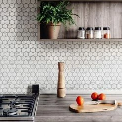 Discount 🔥 Merola Tile Flo 2" Hex White 11"x12 .5" Porcelain Mosaic 🧨