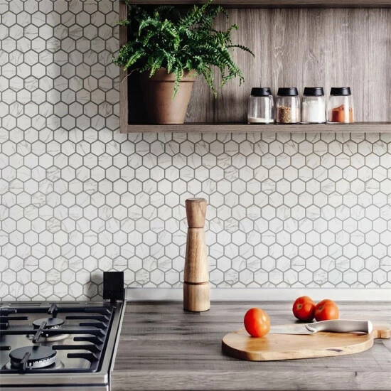 Discount π₯ Merola Tile Flo 2" Hex White 11"x12 .5" Porcelain Mosaic π§¨