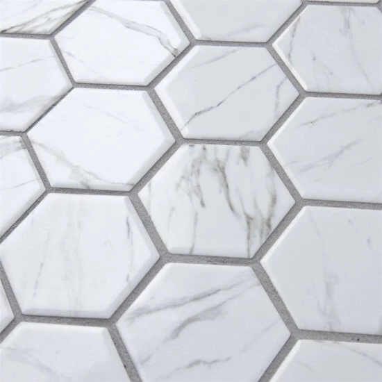 Discount π₯ Merola Tile Flo 2" Hex White 11"x12 .5" Porcelain Mosaic 𧨠- Image 8