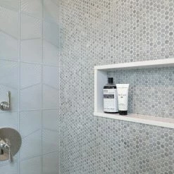 Brand new 😀 Merola Tile Hudson Penny Round Grey Eye 12" X 12.63" Porcelain Mosaic Tile 🎉