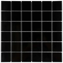 New π Merola Tile Metro Quad Glossy Black 12" X 12" Porcelain Mosaic Tile βοΈ