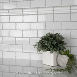 Best Pirce 🛒 Merola Tile Novecento Moldura Blanco Viejo 2.13" X 5.13" Ceramic Wall Trim Tile - 1 Tile 👏
