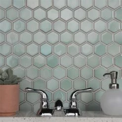 Deals 😉 Merola Tile Hudson 2" Due Hex Mint Green 12.50" X 11.25" Porcelain Mosaic ⭐