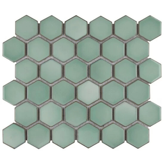 Deals π Merola Tile Hudson 2" Due Hex Mint Green 12.50" X 11.25" Porcelain Mosaic β - Image 2