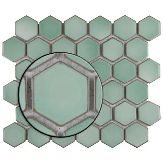 Deals π Merola Tile Hudson 2" Due Hex Mint Green 12.50" X 11.25" Porcelain Mosaic β - Image 3