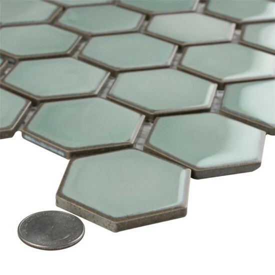 Deals π Merola Tile Hudson 2" Due Hex Mint Green 12.50" X 11.25" Porcelain Mosaic β - Image 4