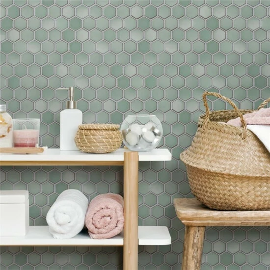 Deals π Merola Tile Hudson 2" Due Hex Mint Green 12.50" X 11.25" Porcelain Mosaic β - Image 8